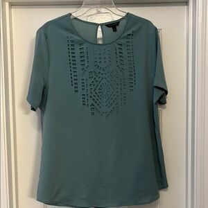 Banana Republic Teal Blouse with Geometric Cutouts